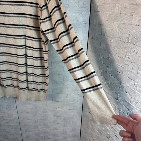 Worthington light rate striped sweater swoop gold silver black plus size - Picture 3 of 8